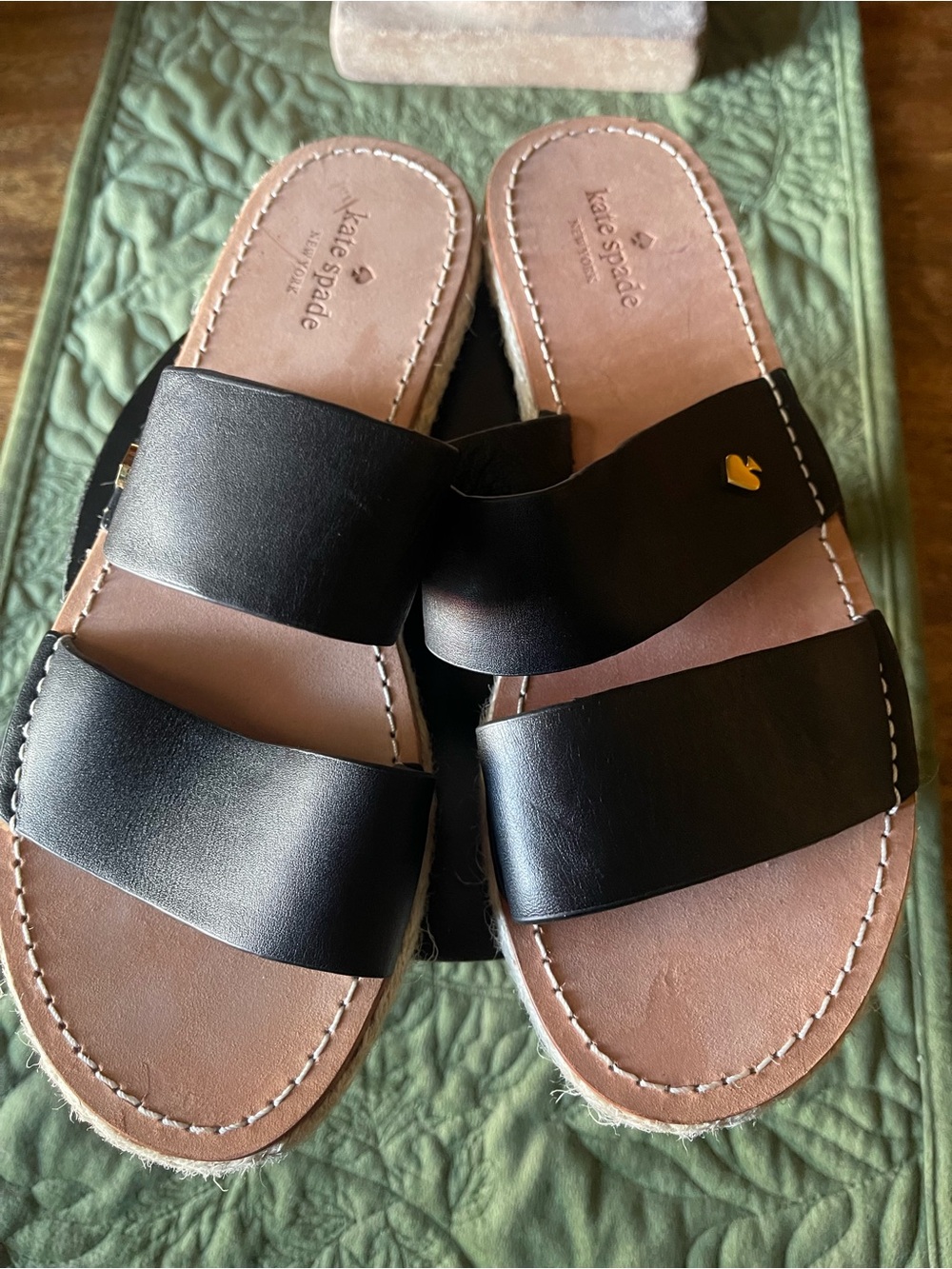 NWOT Kate Spade Size 8 Idreena Black Double-Strap Slide Sandals - Picture 15 of 15